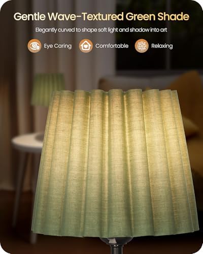 Small Bedside Table Lamps Set of 2, Dimmable Table Lamps with 3 Adjustable Color Temperatures, Nightstand Lamps with 2 Bulbs, E26 Base, for Bedroom, Study, Desk, Green and Black J15TLP205 - Image 3