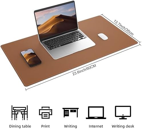 AFIING Leather Desk Mat, Brown, 23.6" x 13.8", Desk Pad Protector - Image 2