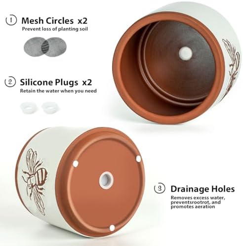 Terracotta Pots, 6+4 Inch Plant Pots, 2 Pcs with Drainage Holes - Image 5