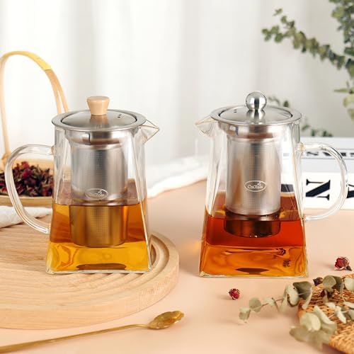 CNGLASS Glass Teapot with Infuser,24oz Clear Glass Tea Kettle with Removable Stainless Steel Strainer,Stovetop Safe Glass Teapot for Blooming and Loose Leaf Tea… - Image 6