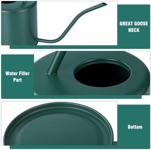 Plant Watering Can, 50 oz / 1500 ml Stainless Steel Metal - Modern Decorative with Long Spout for Indoor Potted Plants, Bonsai, Garden Flowers, Alpinegreen - Image 5