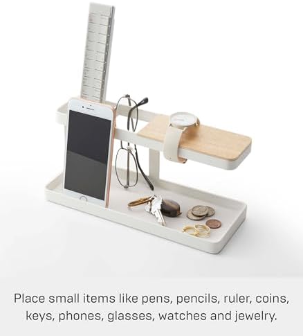 YAMAZAKI Home Tower Desk Bar - Wood & Steel Organizer - Steel - Image 2