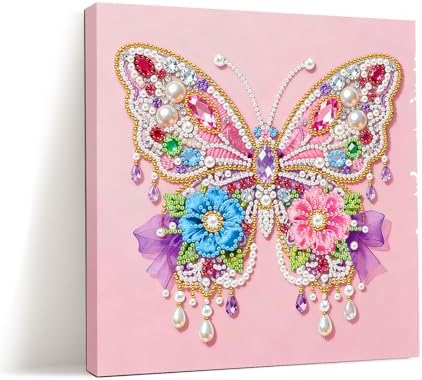 LQCrafK DIY 3D Pearl Art Painting Handcraft Kit for Adults Beginners, Home Wall Decoration, Creative Design Framed Painting with Tools-Butterfly by LQCrafK