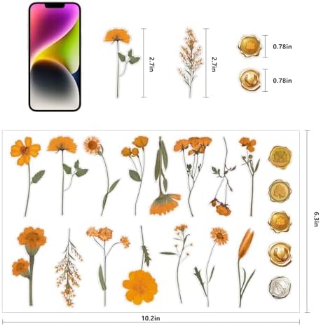NESSCCI Pressed Flower Themed Stickers (Assorted 480 Pieces,24 Sheets) Scrapbook Supplies,Stickers for Journaling, Dried Floral Resin,Scrapbook Sticker,Junk Journal Sticker - Image 3