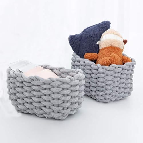 Woven Storage Bin,Cotton Rope Basket for Organizing,Empty Gift Basket,Mini Woven Basket for Organizing Books,Plants,Pet Treats, Decor for Living Room, Bedroom (White) - Image 3