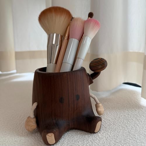 Handmade Stump-Style Wooden Pen Holder, Desktop Organizer Decor - Image 4
