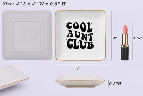 NZY Mothers Day,Birthday,Thanksgiving,Christmas Gifts for Aunt,Auntie Gifts from Niece Nephew,Promoted to Aunt-Ceramic Jewelry Tray Trinket Holder Ring Dish-Cool Aunt Club - Image 5