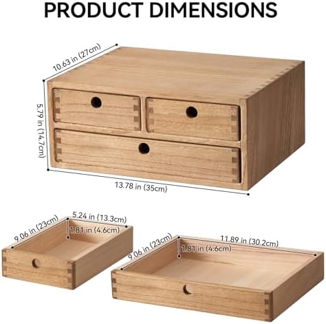KIRIGEN Wood Desk Organizer with 3 Drawers, Desktop Storage Brown 23-DBR - Image 2