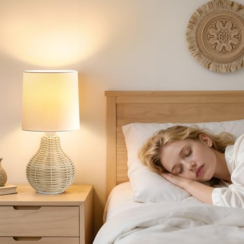 EJIAXIN Rattan Table Lamp Boho Lamps Set of 2-12.5" Mini Farmhouse Wicker Light Rustic End Table Decorative Small Lamps for Small Spaces Bedroom Nightstand Living Room Reading Desk Side Table Lamp - Image 7