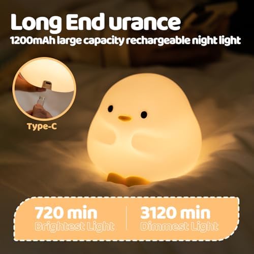 Rytinazzz Duck Night Light, Color Changing Mode & 50-Hour Battery, Squishy Silicone Lamp for Kids Room, USB Rechargeable with Timer, Mothers Day Gifts - Image 7