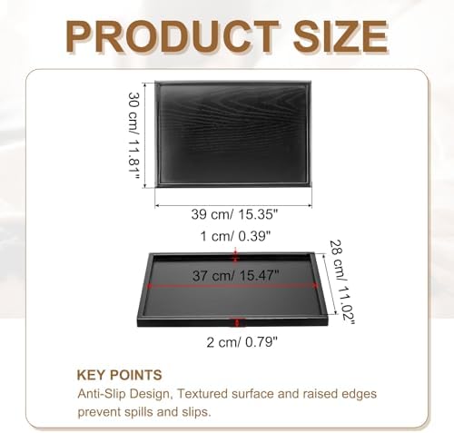 Wooden Serving Tray Rectangular Wood Serving Tray Decorative Platter, 15.4x11.8 Inch Fit for Home Decor Kitchen Coffee Table Candle Holder, (Black) - Image 2