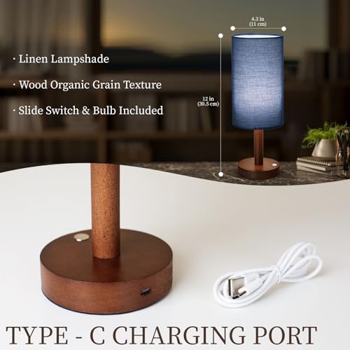 LALISU Cordless Table Lamp, 3 Color Portable Battery Lamp Wood Base Touch - Image 5