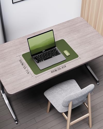 YSAGi Double-Sided Desk Mat, Eco Cork Desk Protector, Large Mouse Pad, Waterproof Blotter, Writing Pad for Office/Home (23.6"x13.7", Olive Green + Cork) - Image 2