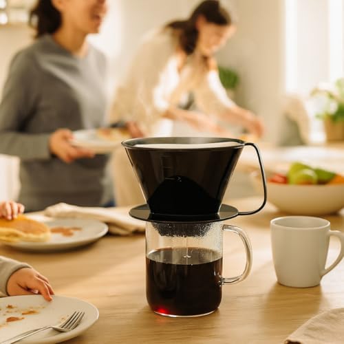 Fino Pour-Over Coffee Brewing Filter Cone, Number 4-Size, Black, Brews 8 to 12-Cups - Image 4