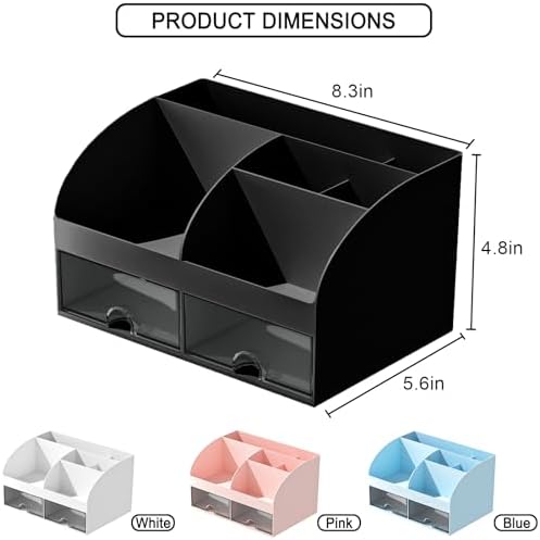 Makeup Organizer with Drawers, Cosmetic Storage for Dresser Vanity and Bathroom Countertop, Beauty Holder for Lipstick Brush, Skincare Organizer for Vanity, Cosmetic Display Case (Black-2Pack) - Image 3