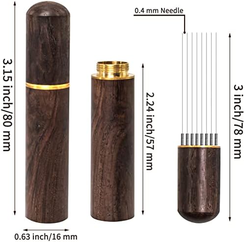 Espresso Coffee Stirrer 8 Needles 0.4mm Espresso Distribution Tools, Natural Wood Handle and Stand - Image 2