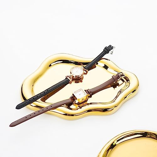 Jewelry Dish Trinket Tray for Women, Ring Dish Holder, Unique Cloud Shape Ceramic Plate Cute Things Vanity Aesthetic Room Decor Mother's Day Birthday (Gold) - Image 2