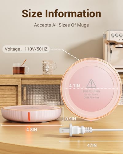 HouseGem Large Candle Warmer Plate - Coffee Cup Mug Warmer for Desk, Candle Melter, Electric Mug Heater for Beverages, Milk & Tea, Coffee Accessories Ideal Gifts Keep Cup Warm (Pink) - Image 5