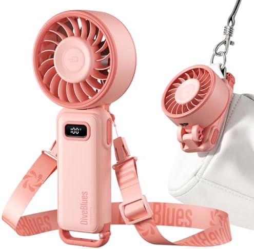 Diveblues Portable Turbo Fan, 100 Speed Handheld Fan with Strong Airflow, Foldable 4 in 1 Personal Fan for Neck, Desk & Travel, USB-C Rechargeable, Lightweight for Summer, Concerts & Outdoor Use by Diveblues
