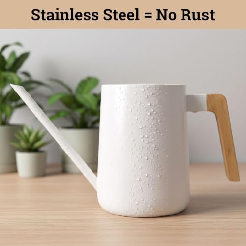 Metal Small Indoor Watering Can with Long Spout & Real Wood Handle, 35oz - Image 3