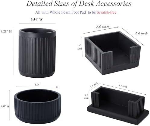 Set of 4 -Concrete Office Desk Accessories for Men-Modern Industrial Decor - Image 6