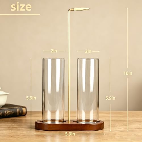 Incense Holder, Hang Upside Down Incense Sticks Burner Holder Storage with Glass Ash Catcher,Ideal Gift (Brown) - Image 2