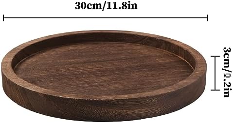 Hatway Wooden Decorative Tray Candle Holder Round Wood Tray Home Decor,Centerpieces Plates for Table centerpieces for CoffeeTable,Christmas Decor - Image 7