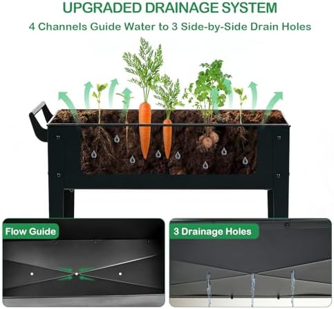 2-Pack 32" Tall Elevated Raised Garden Bed with Wheels and Shelf - Image 3