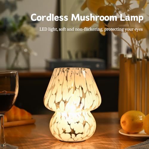 Mushroom Lamp Small Bedside Table Lamp, Battery Operated Mushroom Desk Lamp - Image 3