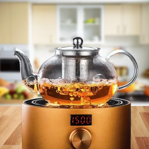 20 oz Clear Glass Teapot with Infuser, Borosilicate Stovetop Tea Pot - Image 4
