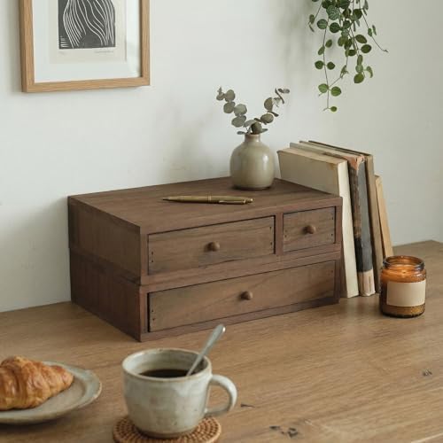 Wooden Desktop Organiser with Multiple Compartments for Offices Home Decoration Storage Box for Stationery Cosmetics Wooden Home Offices Storage - Image 3