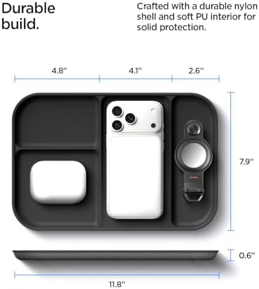 Spigen Vegan Leather Valet Tray Tech EDC Nightstand Desk Organizer - Image 7