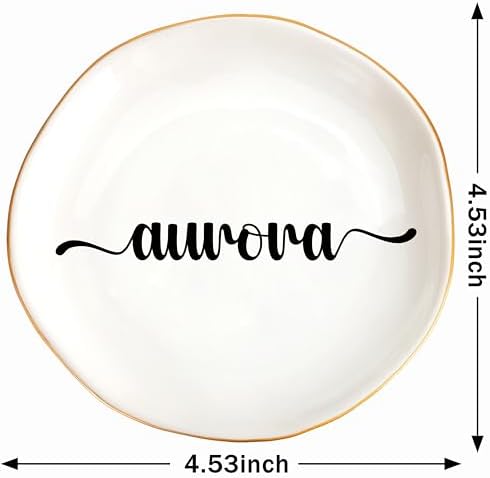 JoycuFF Aurora Personalized Name Ceramic Jewelry Tray, Mothers Day Christmas Anniversary Engagement Birthday Gifts for Women Couples, Trinket Dish for Rings Earrings Necklaces Bracelets Keys - Image 6