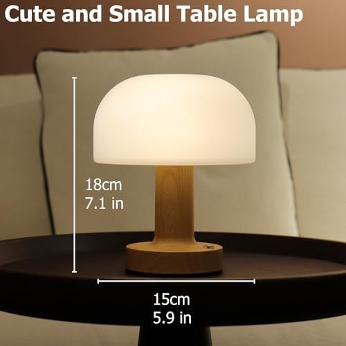 Cordless Rechargeable Mushroom Table Lamp, Dimmable 3-Color Night Light - Image 6