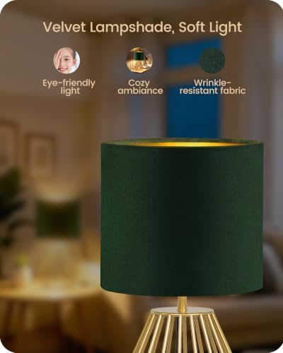 Green and Gold Table Lamp,12.6" Small Bedside Lamp with Bulb - Image 4