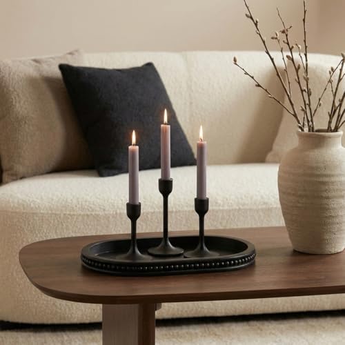Hanobe Black Decorative Trays for Living Room Coffee Table, Beaded Edge - Image 4