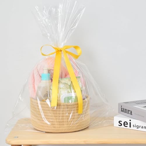 ABenkle Small Woven Basket, Empty Tiny Shallow Storage Basket, Mini Cotton Rope Baskets, Round Decorative Hamper, Basket Storage Bins for Toys, Spa, Socks, Nursery, Living Room - Image 5