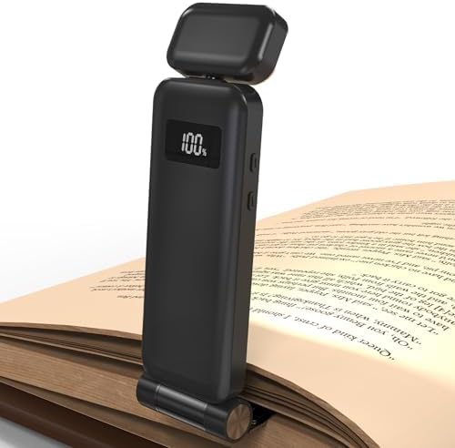 KTEBO Rechargeable Book Light with Clip & Battery Indicator, 9 Luminescence Modes, USB-C Portable 1.6 oz Ultralight Lamp for Night Reading in Bed, Readers - Black by KTEBO