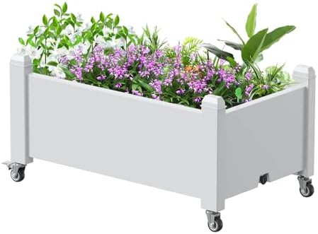 Elevated Raised Garden Bed with Legs,Outdoor Large Resin Patio Planter Box Stand Divisible with Drain Plug,Water Monitor for Plants Vegetables Flowers Fruits(Ashen) by GYMHILL