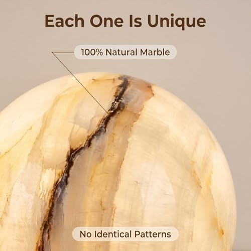 Natural Marble Lamp Cordless Touch Control Night Light 3-Way Dimmable Pat Light LED Ambient Glow Lamp Type-C Rechargeable Portable Stone Bedside Desk Lamp Zen Home Decor(4.72x4.72x2.36in) - Image 5