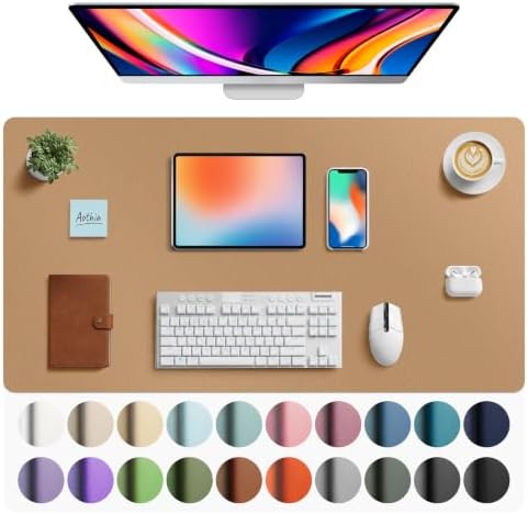 Aothia Faux Leather Desk Mat Mouse Pad, 40" x 24", Khaki by AothiaSimpleNaturalUnique