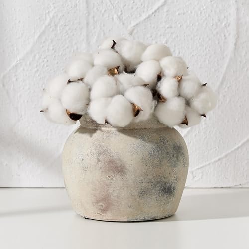 SIDUCAL Ceramic Flower Vase with Wide Mouth Lace, 5.1 Inch Pottery Rustic Farmhouse Boho Vases, Small Terracotta Vase for Home Decor, Table, Living Room, Bathroom, Shelf, Wedding, Terra by SIDUCAL