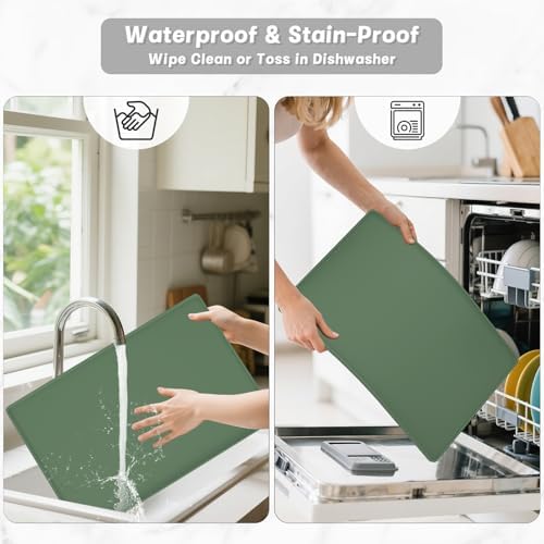 Rnivvi Silicone Coffee Mat, 16" x 24" Waterproof Raised Edge Coffee Bar Mats for Espresso Machine Station Accessories, Heat Resistant Dish Drying Pad for Kitchen Counter, Rubber Bar Decor Pad, Green - Image 7