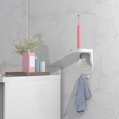 WALI Outlet Shelf Wall Holder, Fit for Duplex GFCI Decorative Outlet Shell A Space Saving for Smart Home, Speaker Mounts up to 10lbs with Cable Management (OSH001-W), White - Image 2