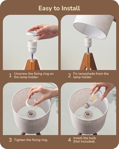 EDISHINE Tripod Table Lamp, Small Cute Bedside Lamp, 14.2 Inch, E26 Base - Image 4