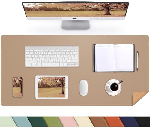 AFIING Cork Desk Mat, Dark Apricot, 35.4" x 17", Desk Pad Protector by AFIING