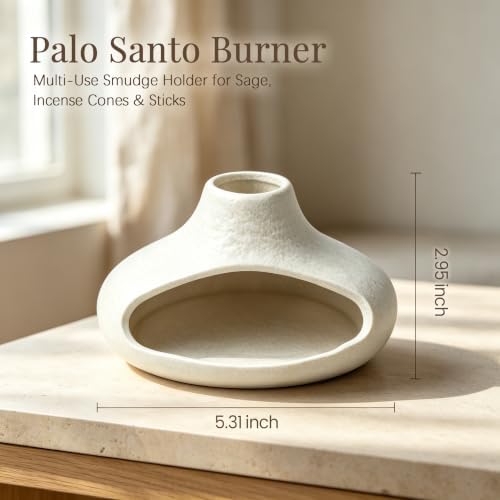Ceramic Palo Santo Holder with Mini Chimney, Incense Holder - Image 2