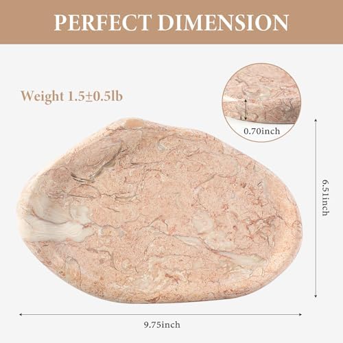 Koville Luxurious Natural Pink Marble Vanity Tray, Cloud Shape Serving Stone Key Tray for Home Decor, 10" x 7" Marble Storage Trays for Bathroom, Stone Plate Holder for Perfume, Candle and Jewelry - Image 2