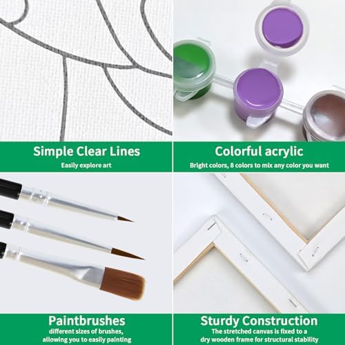 VOCHIC Sip and Paint for Adults,Pre Drawn Canvas 2 Pack Couples Painting Kit Party Date Night Couple Paint Art Kits 12x16 inch Valentine - Image 4