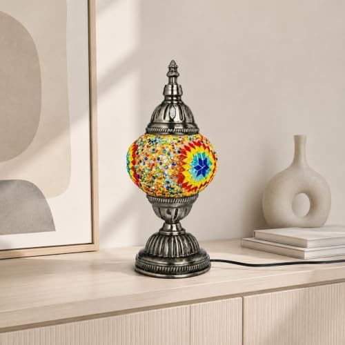 KRAFTSTORIES Turkish Mosaic Lamp Kit DIY Glass Decorative Table Bedside Night Light Tabletop for Living Room Bedroom | Make Your Own Lamp | Antique Bronze Base (Multicolor) - Image 4